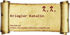 Kriegler Katalin névjegykártya